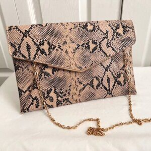 Snakeskin Clutch w/ Crossbody Chain